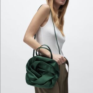 ZARA SATIN EFFECT FLOWER BAG NWT